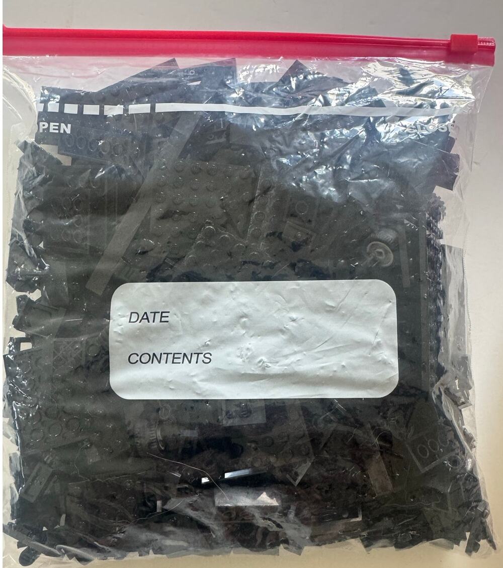 Lot of 1.5lb Black Lego Bricks Various Sizes/Shapes/Parts AS IS
